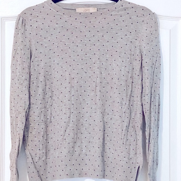 Loft Gray and Black Polka Dot Sweater-sz Med - Picture 1 of 6